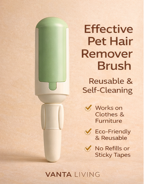 Vanta Living Pet Hair Remover Roller | Self-Cleaning Fur & Lint Brush for Home, Sofa, Clothes & Car